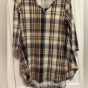 Plaid V-Neck Women's Top